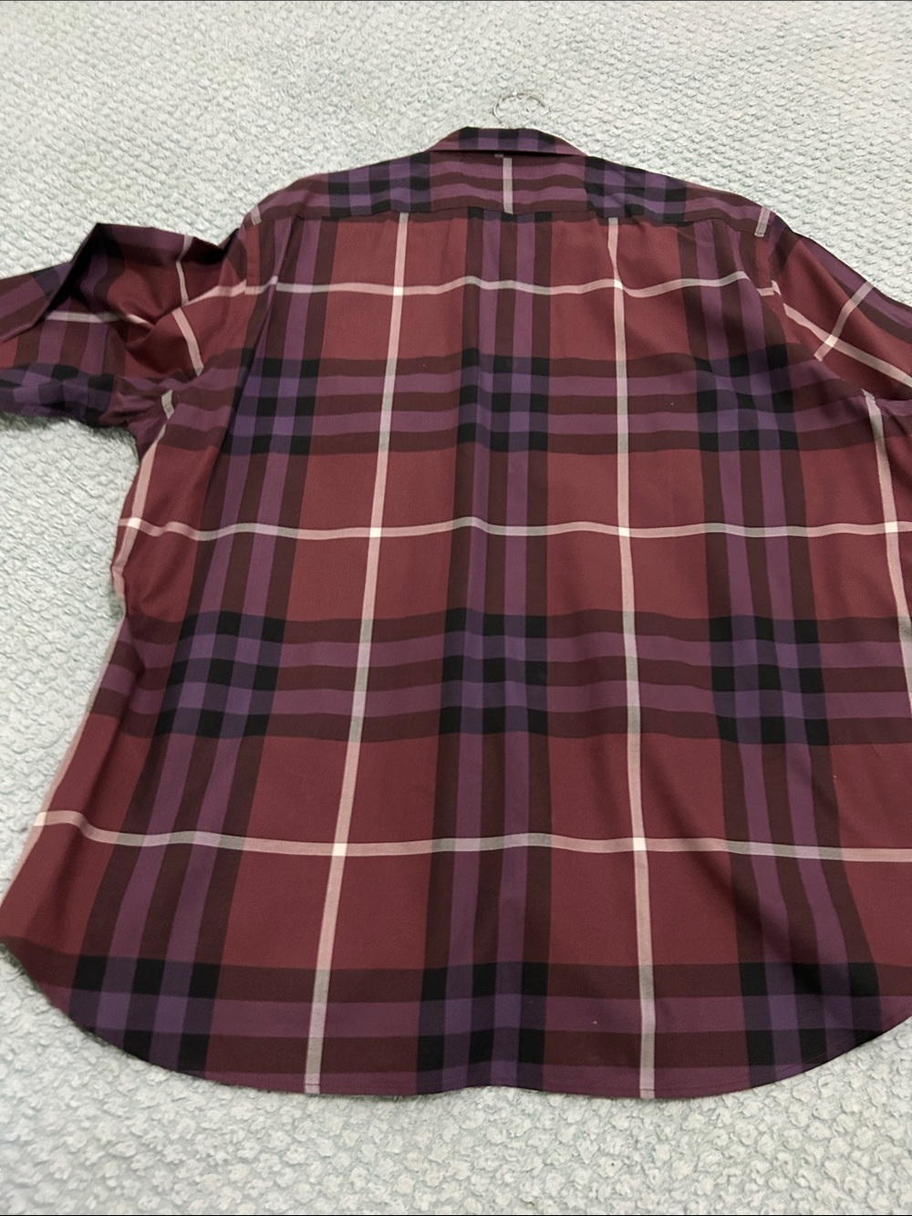 Burberry Burgundy and Black Plaid Button-Down Shirt - Picture 11 of 12